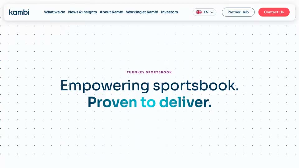 Kambi’s public Turnkey Sportsbook page, addressed to operators: “60+ Turnkey partners globally”, a description of an end-to-end sportsbook that covers the platform, trading and risk management and the front end, and a “Why choose Kambi’s Turnkey Sportsbook?” section. A company that runs the sportsbook for the licensee is the business Illinois licenses as a management services provider.
